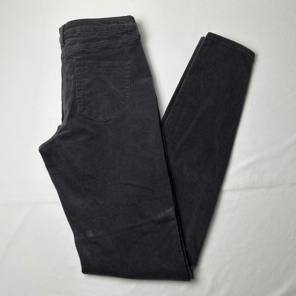Long Tall Sally Women Mid Rise Skinny Corduroy Jeans Size 8 Charcoal Gray Preppy